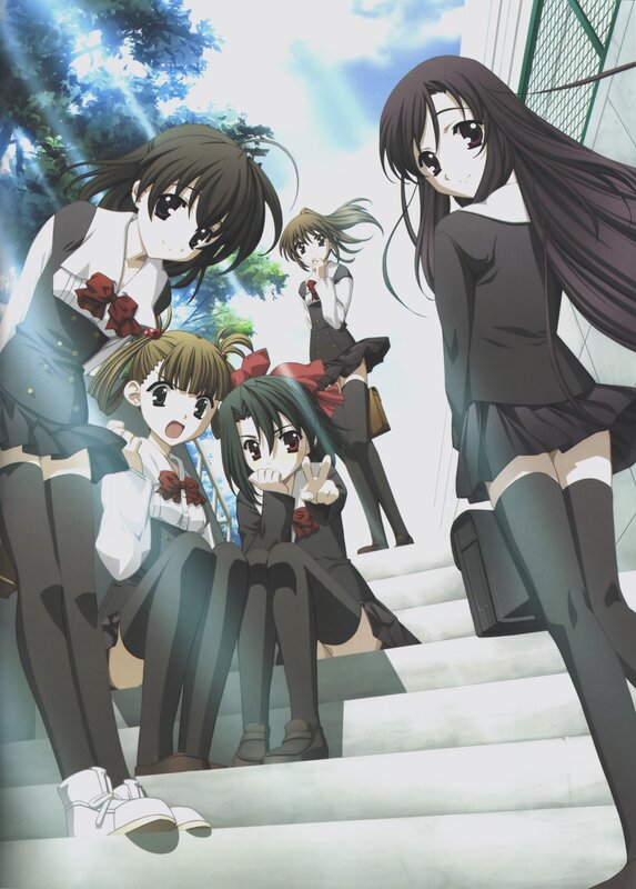anime girls on stairs