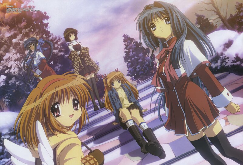 Anime Girls on Steps — Purple