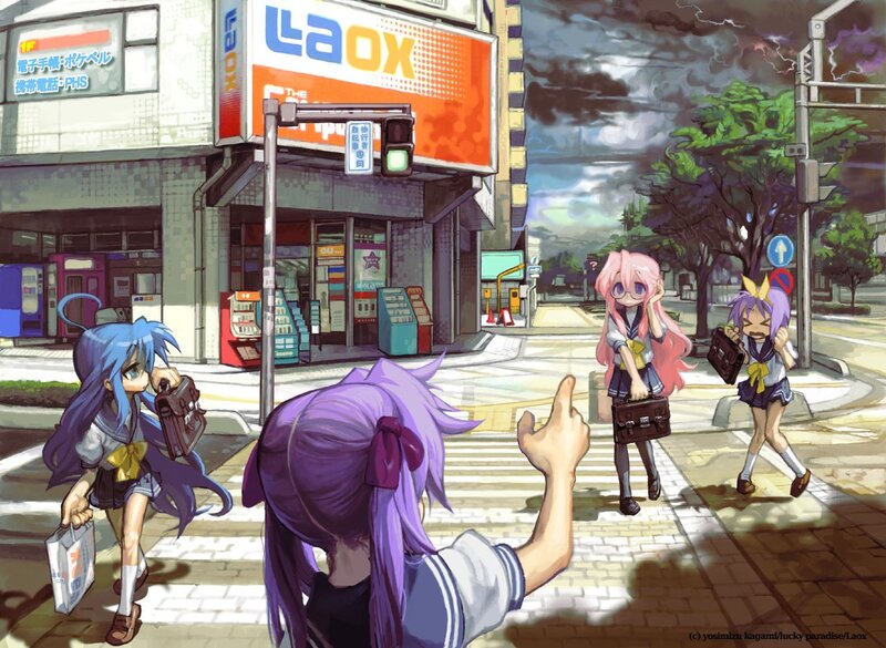 Anime Girls on Street — Purple