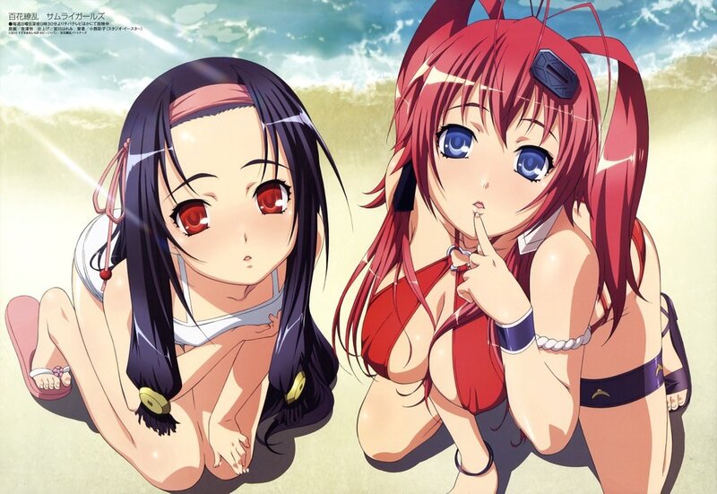Anime girls on the beach