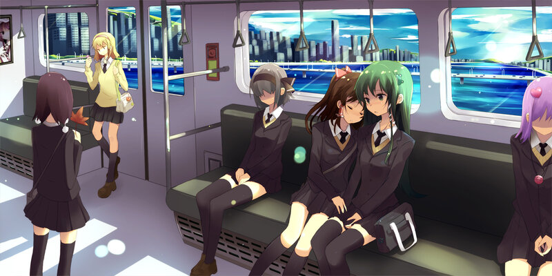 Anime Girls on Train — Green