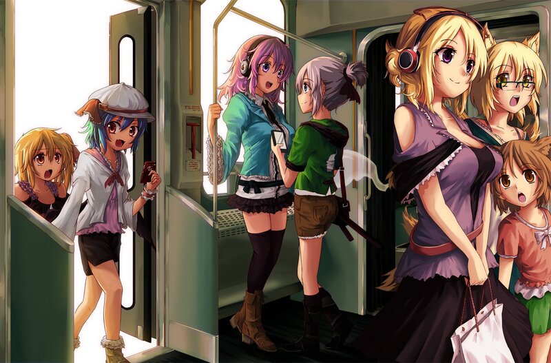 Anime Girls on Train — Purple