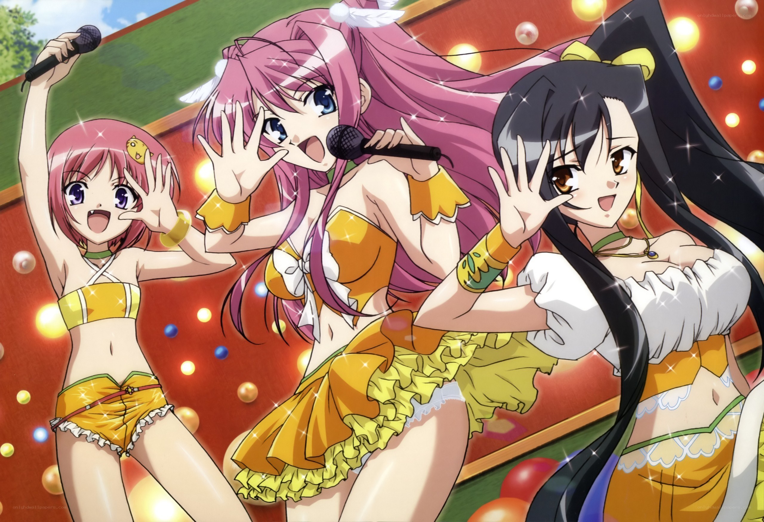 anime girls performing on stage