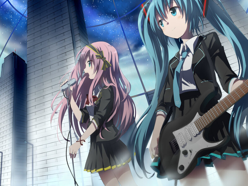 Anime girls performing on stage