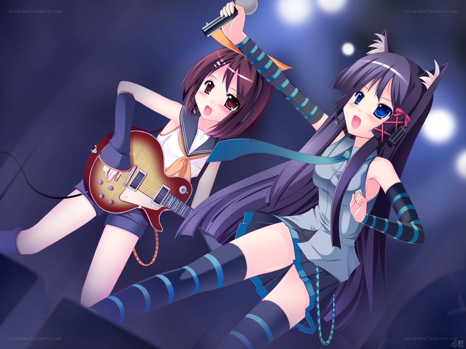 Anime girls performing on stage