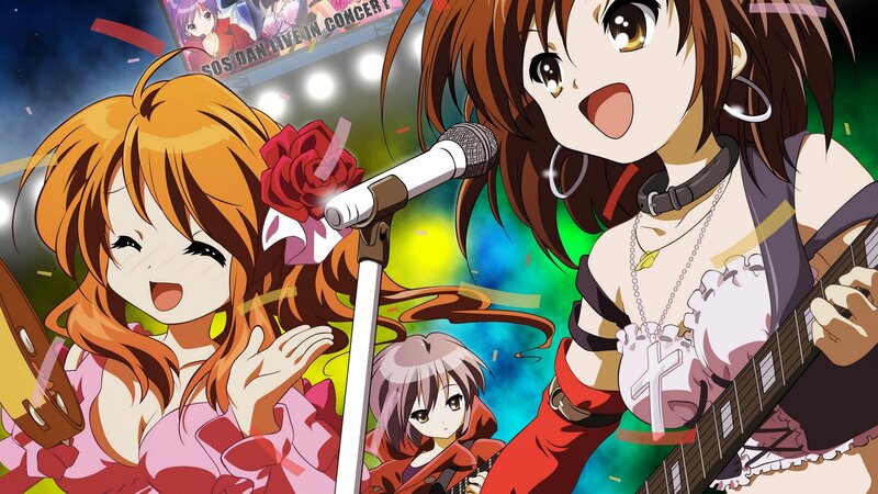 Anime Girls Performing on Stage — Red