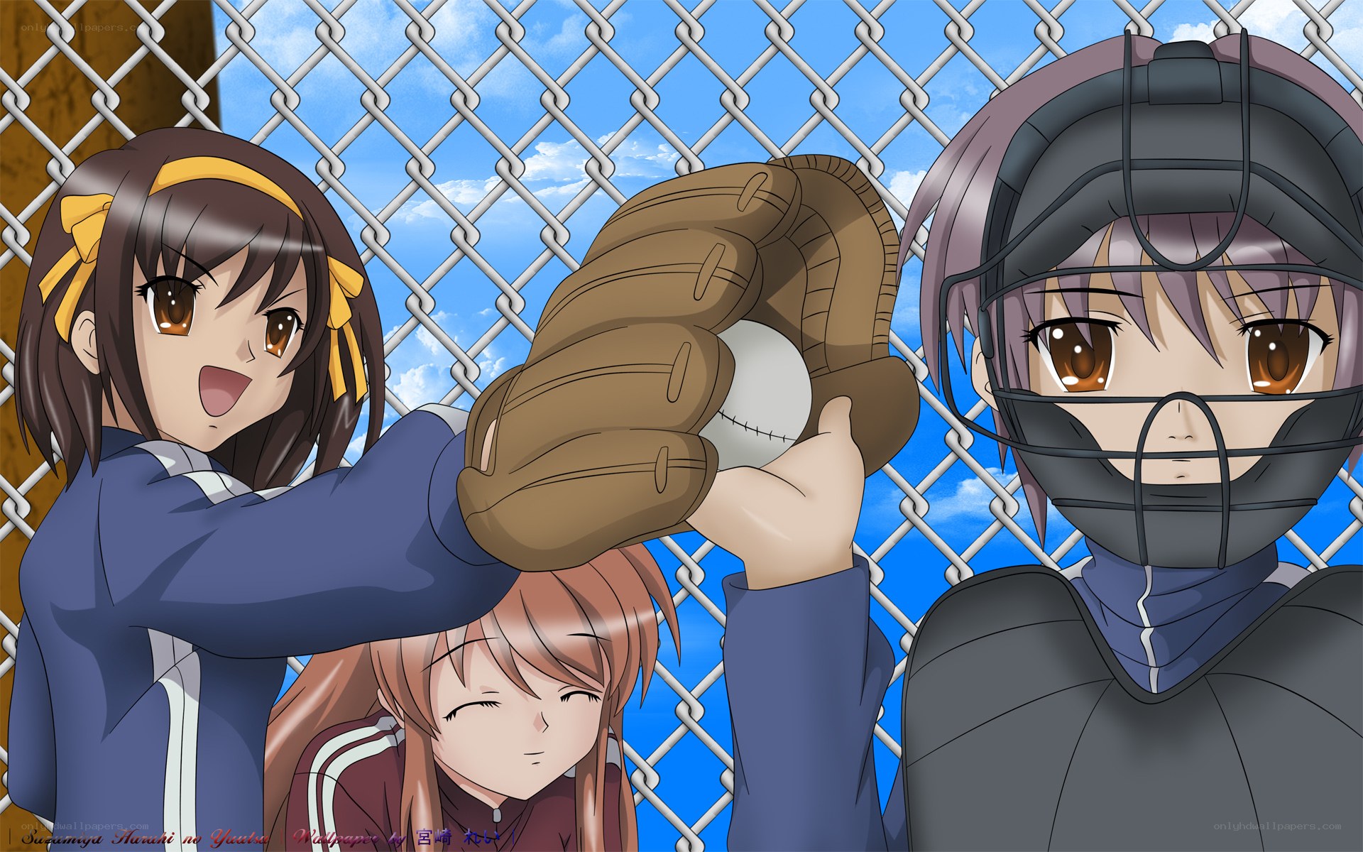 anime girls playing baseball