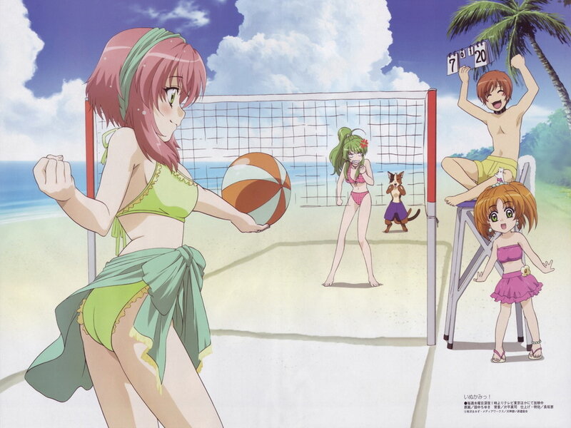 Anime girls playing beach volleyball