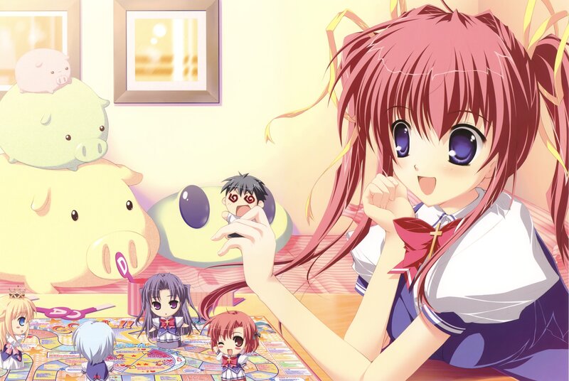 Anime girls playing board game