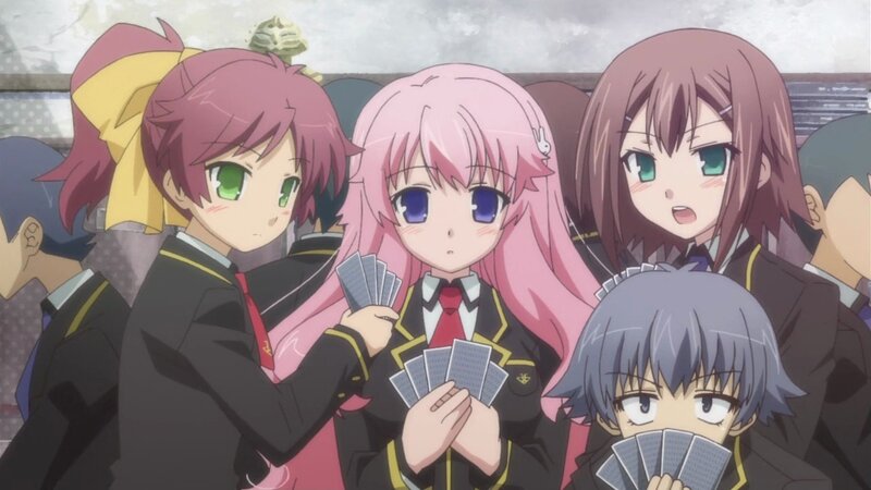 anime girls playing cards