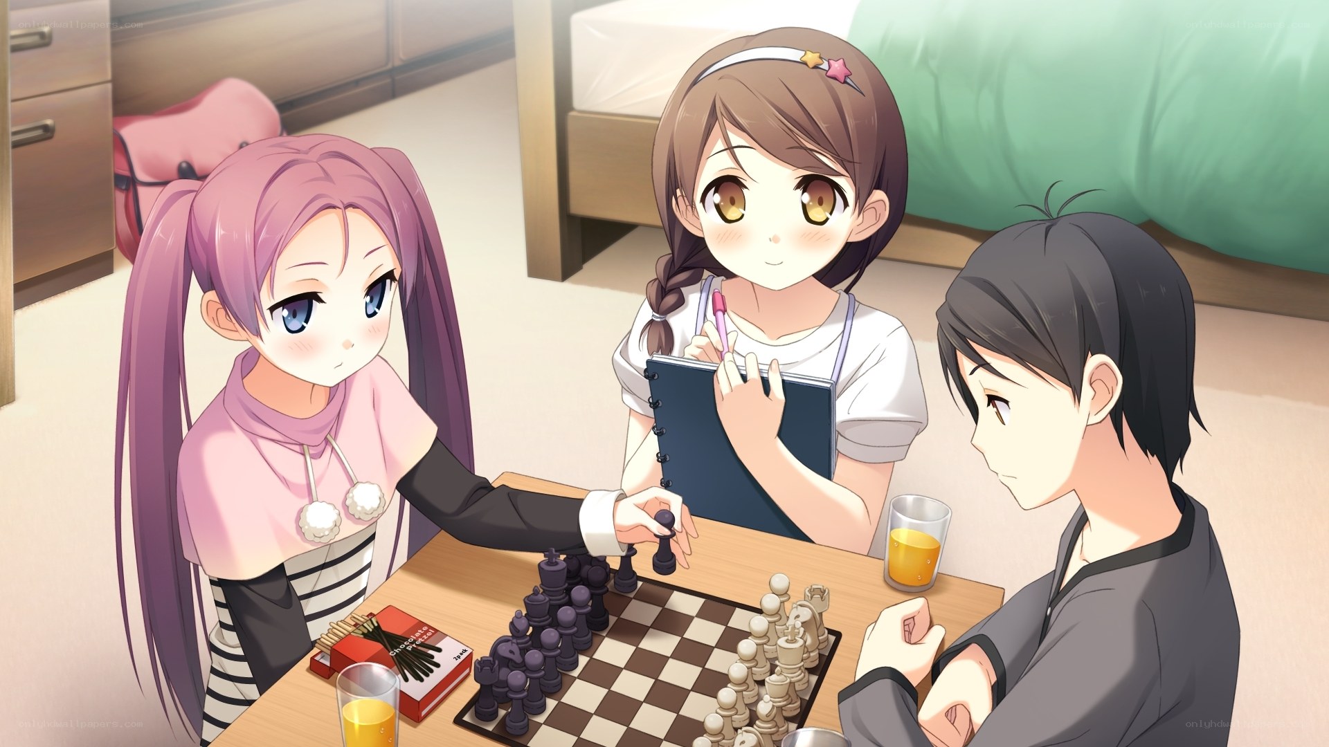 anime girls playing chess