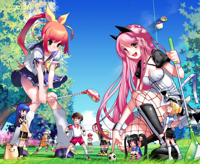 Anime Girls Playing Golf — Pink