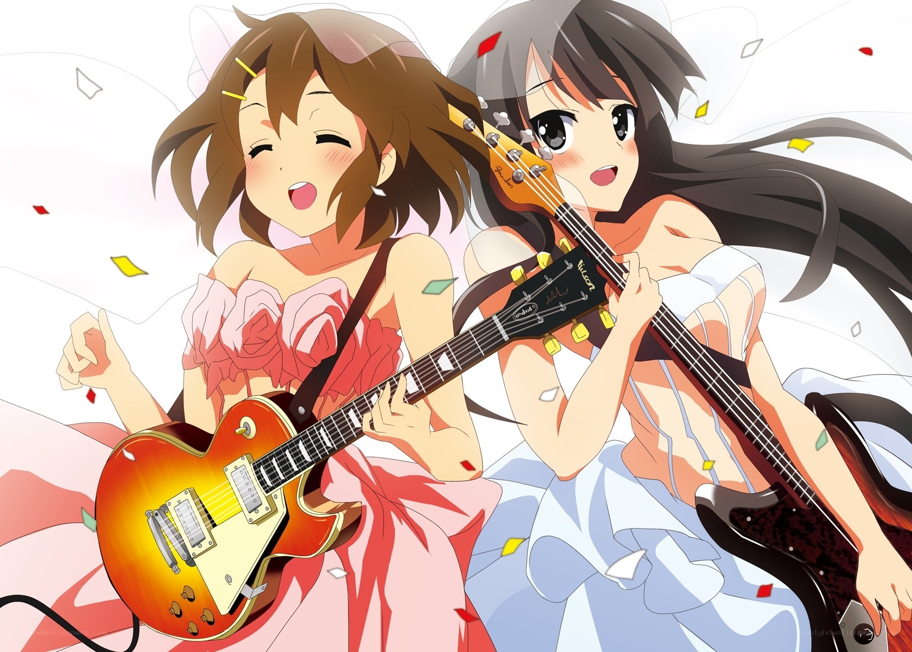Anime girls playing guitars