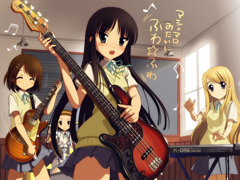 Anime Girls Playing Instruments — Yellow