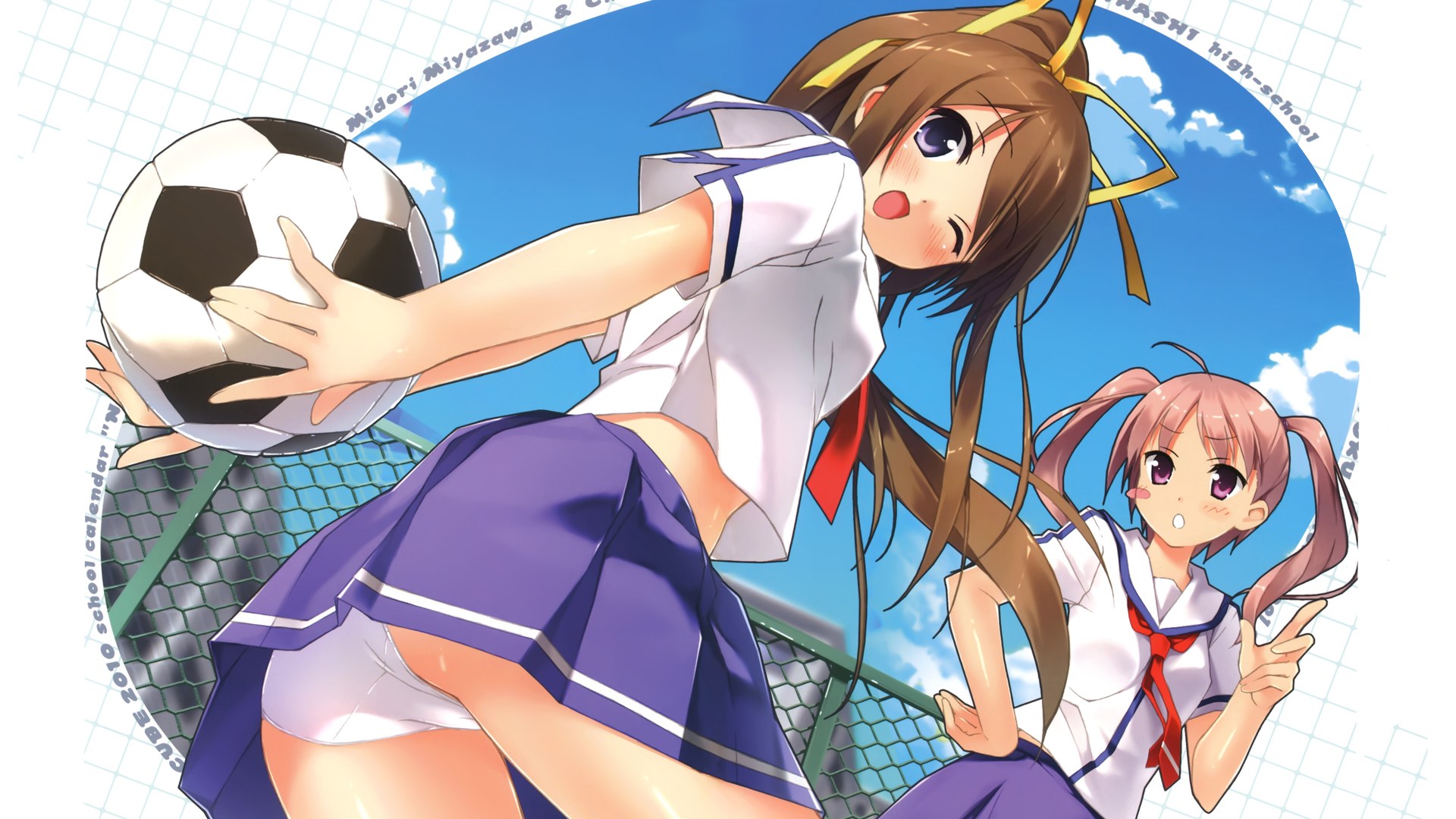 Anime girls playing soccer
