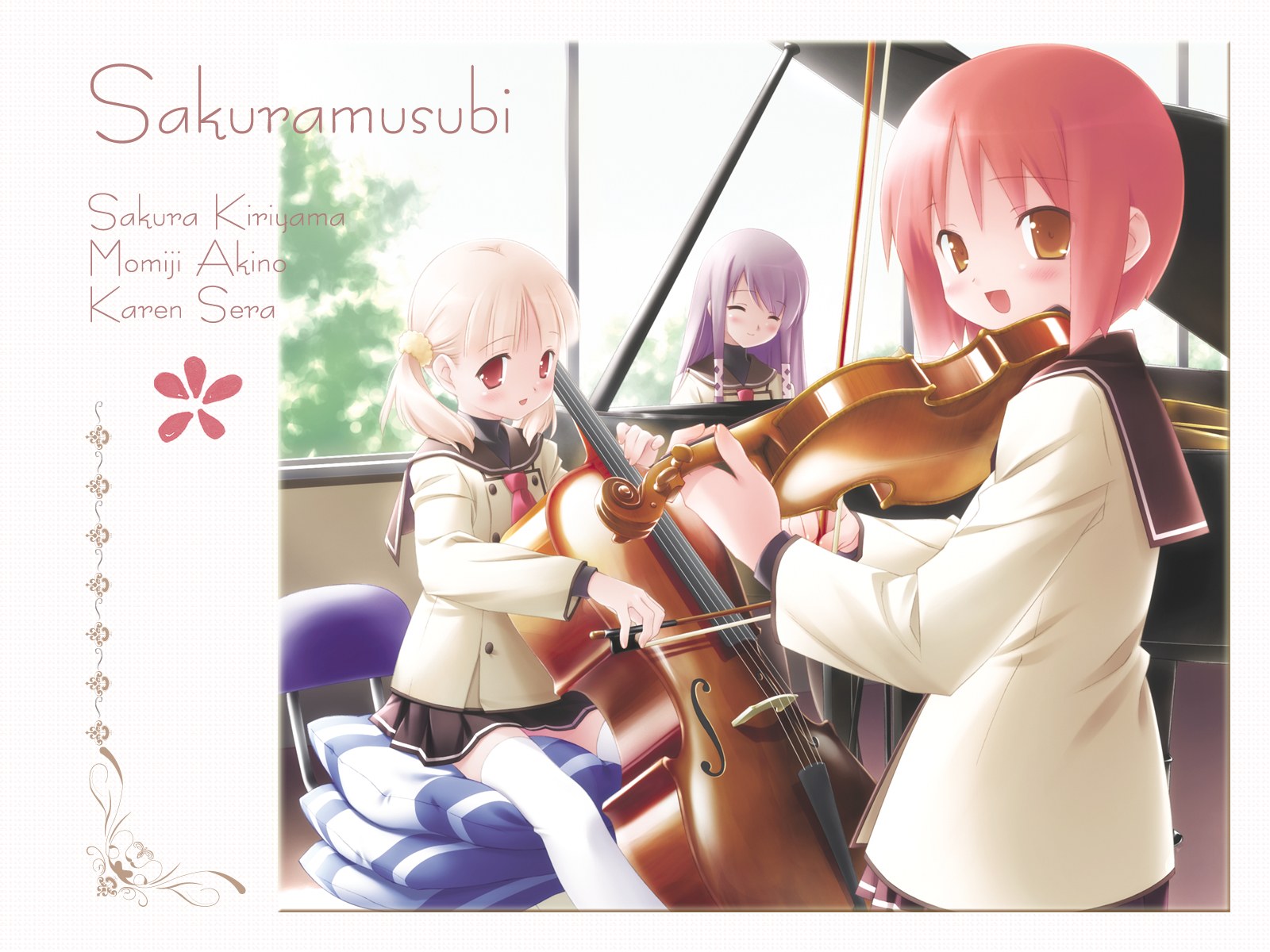 Anime girls playing string instruments