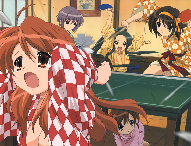 anime girls playing table tennis