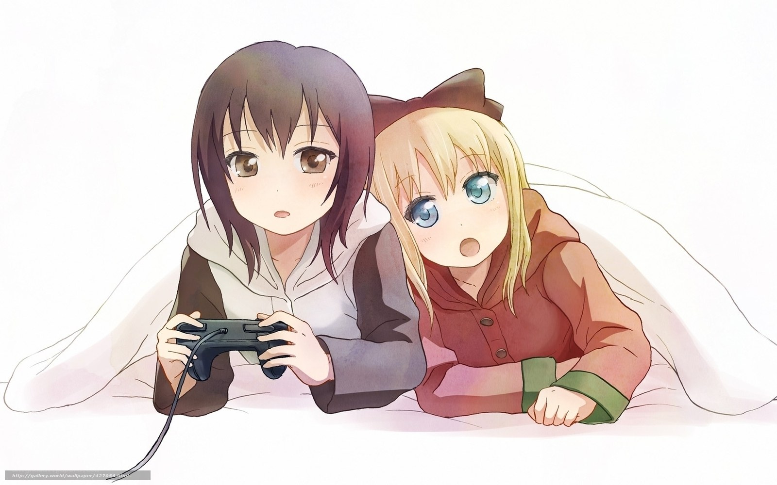 anime girls playing video game