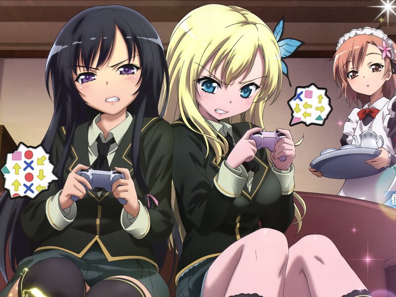 Anime girls playing video games