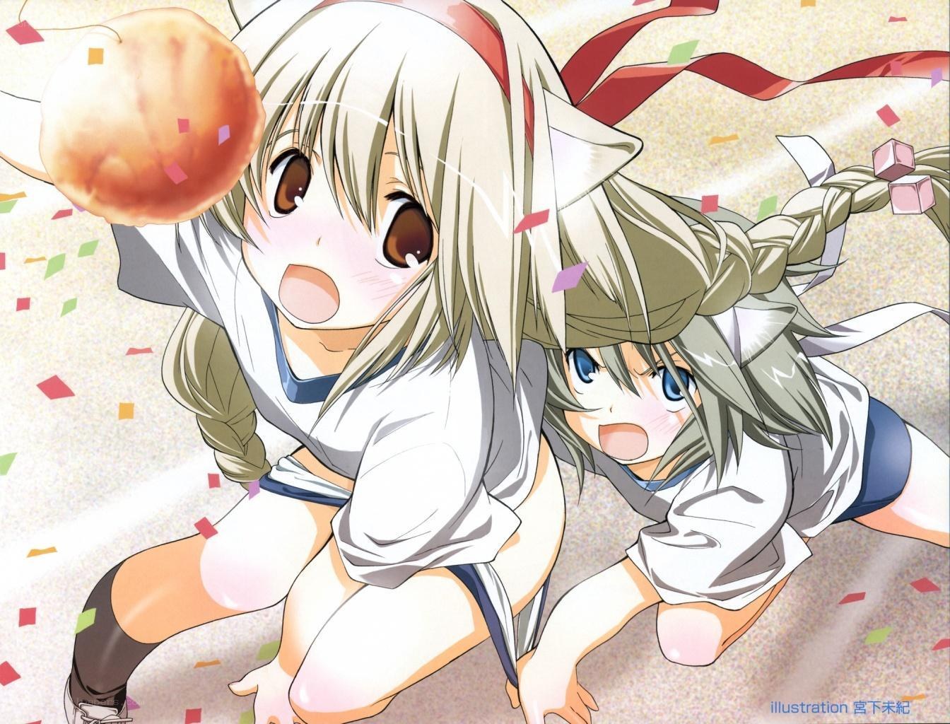 Anime girls playing with a ball