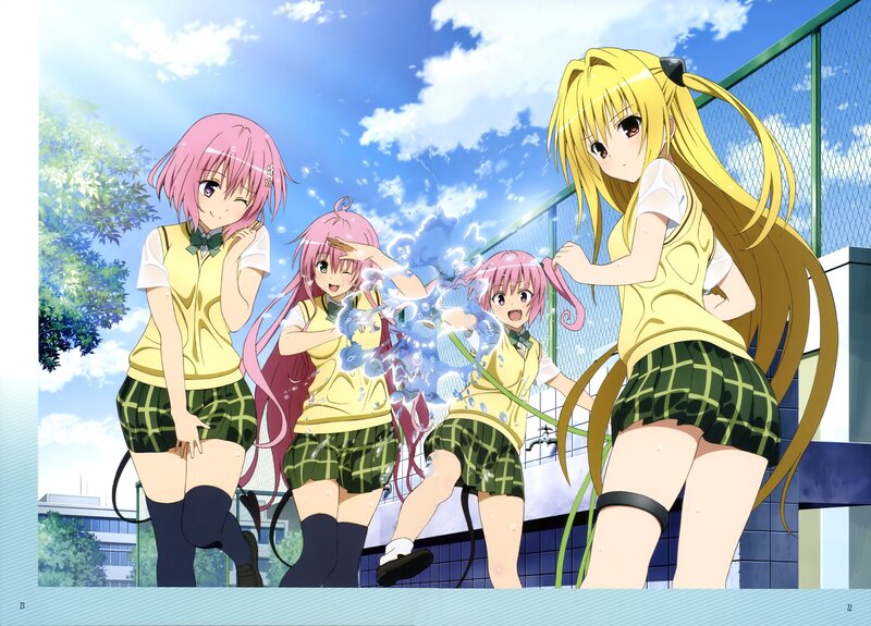 anime girls playing with water