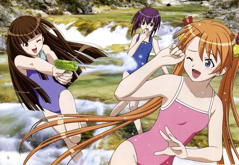 Anime girls playing with water guns