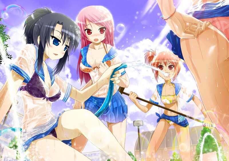Anime girls playing with water