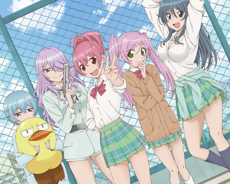 Anime Girls Posing — Pink, Playful