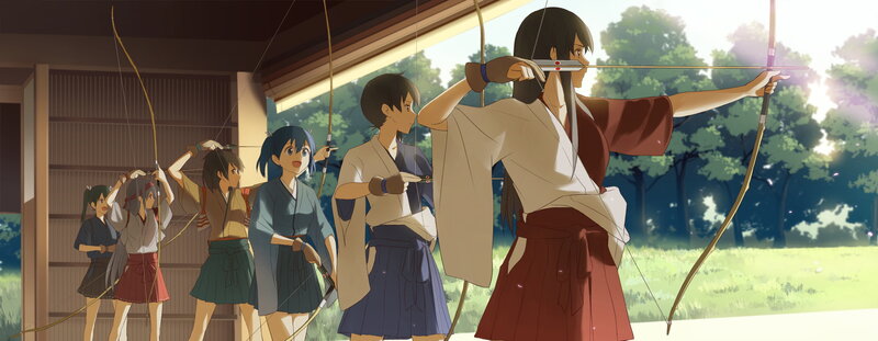 Anime Girls Practicing Archery