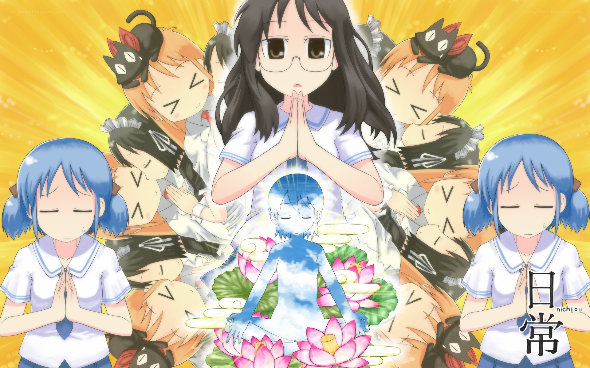 anime girls praying together