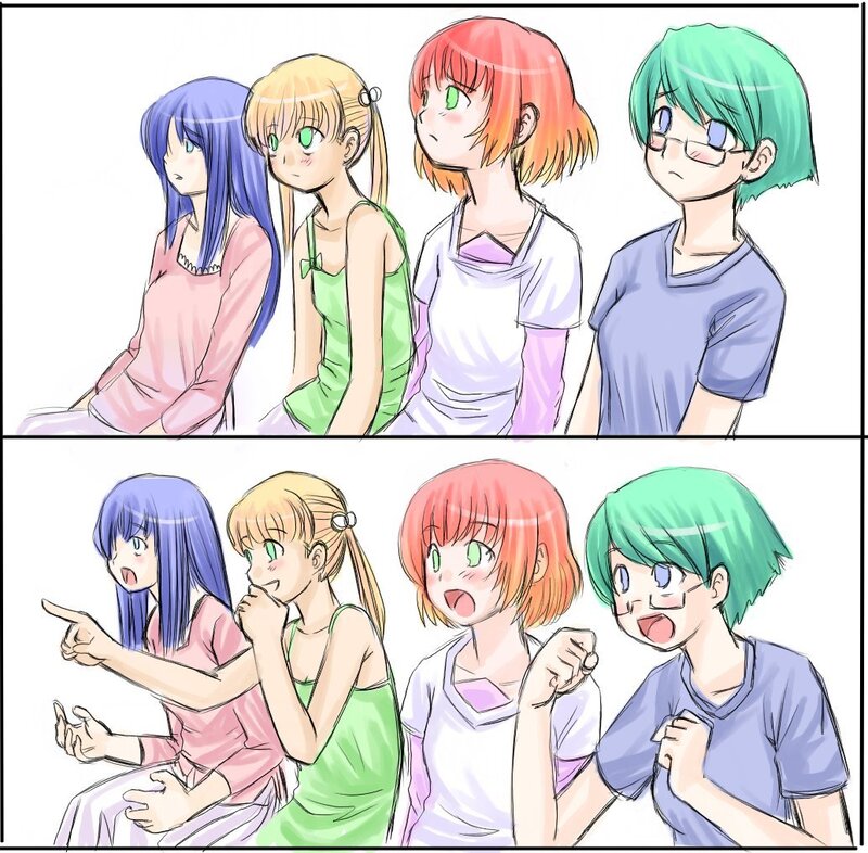 anime girls reacting to something