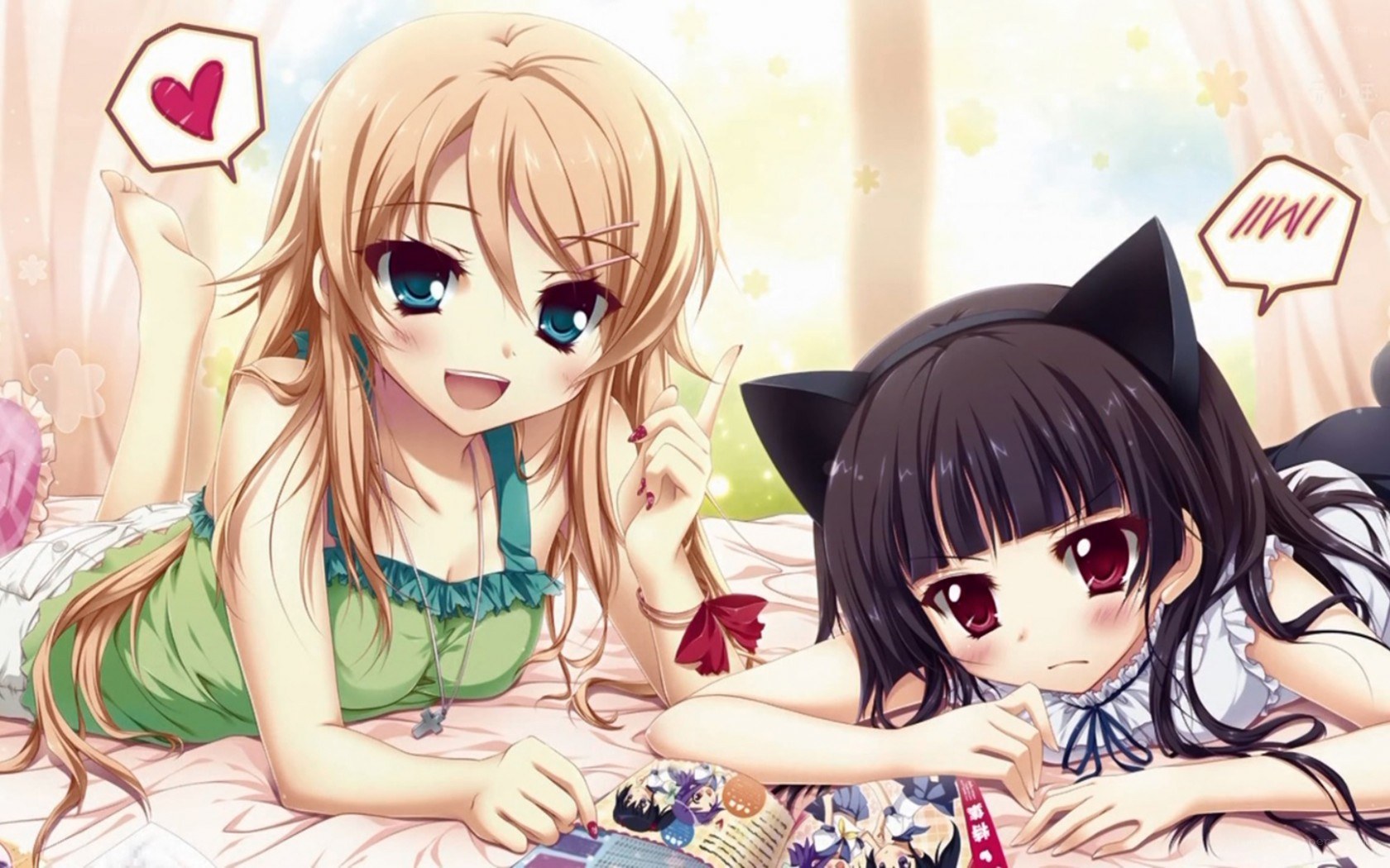 Anime girls reading manga