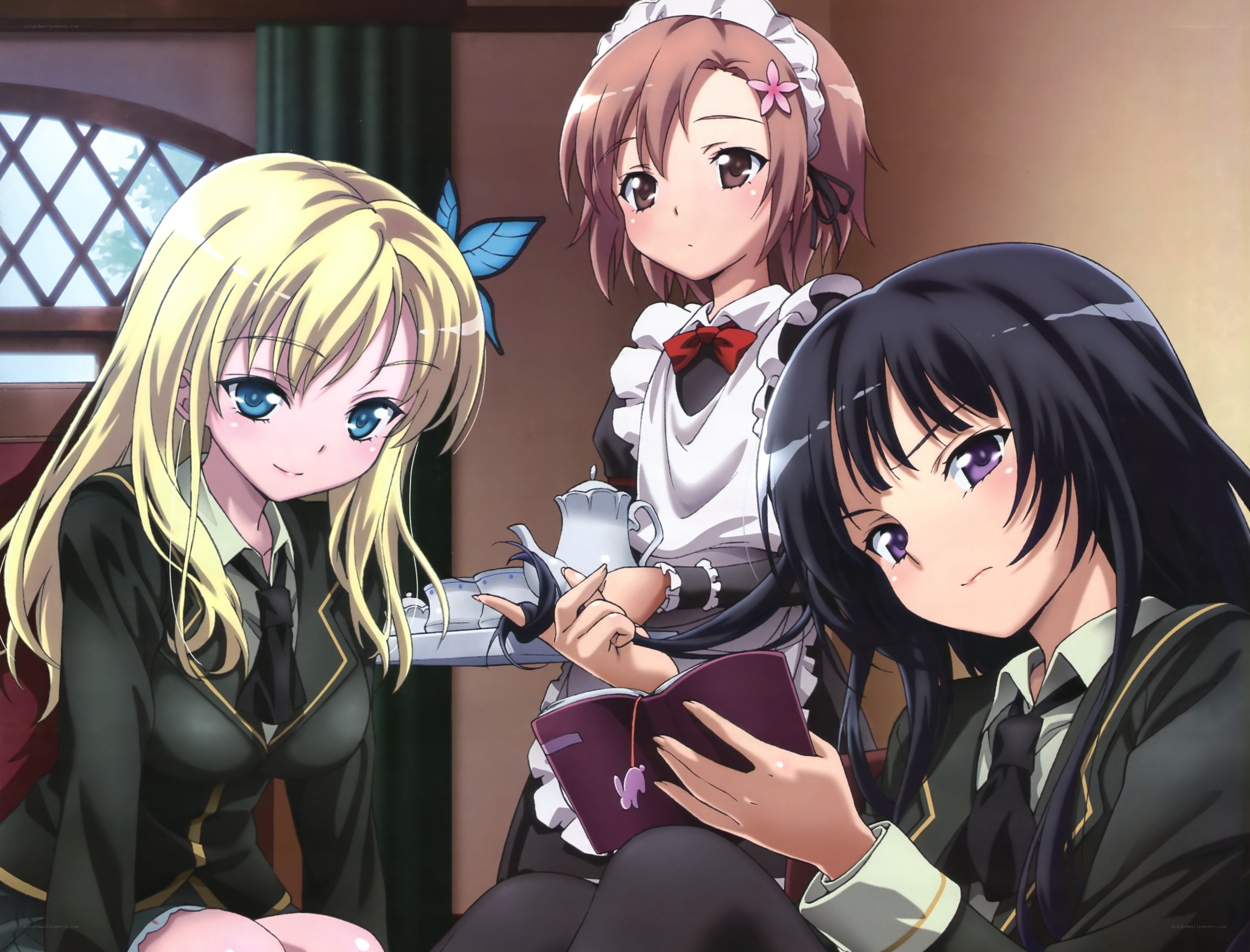 anime girls reading together