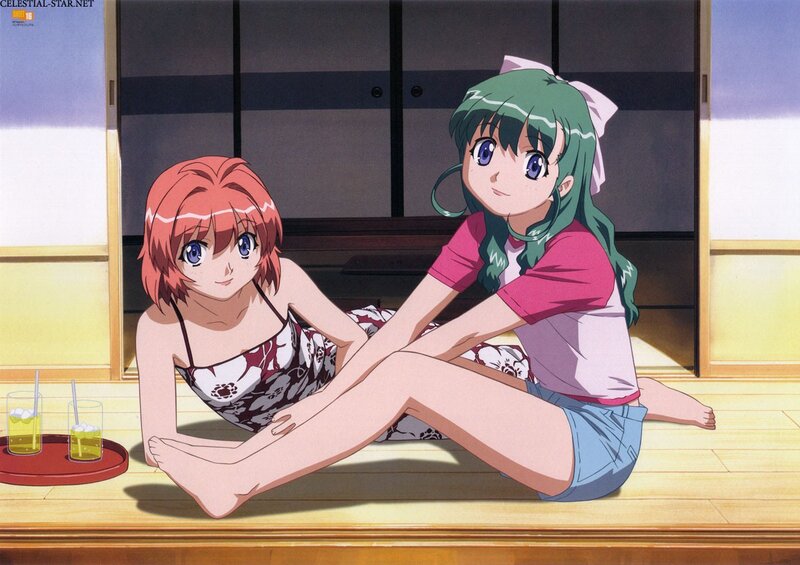 Anime girls relaxing on floor
