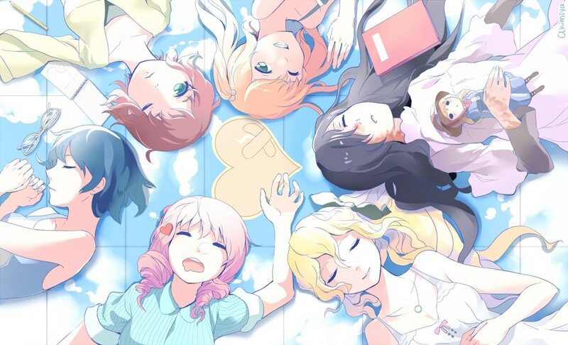 anime girls relaxing together