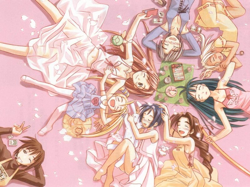 Anime girls relaxing together
