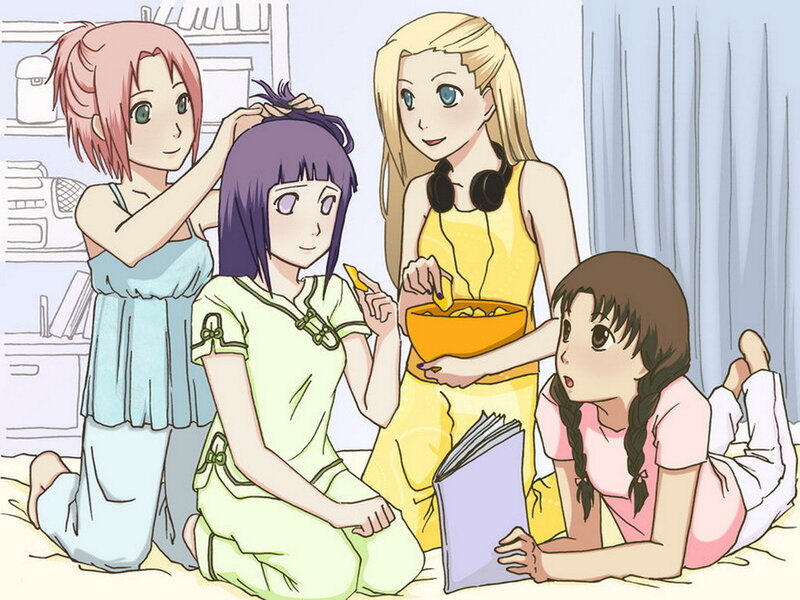 anime girls relaxing together