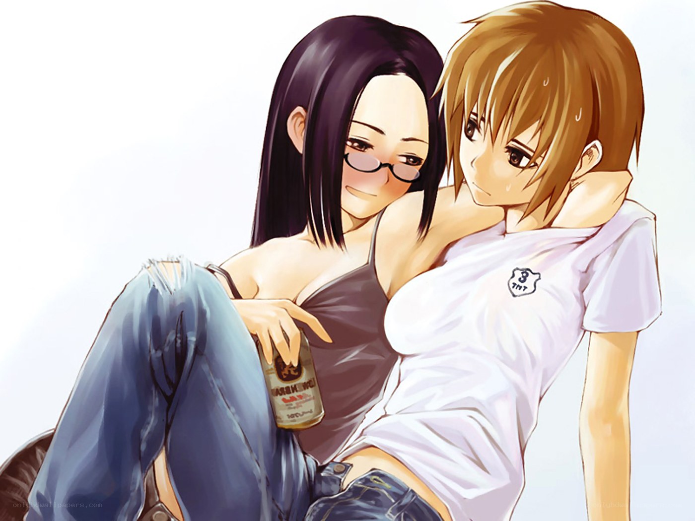 Anime girls relaxing together