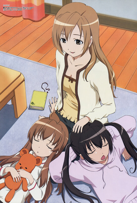 Anime girls resting on floor