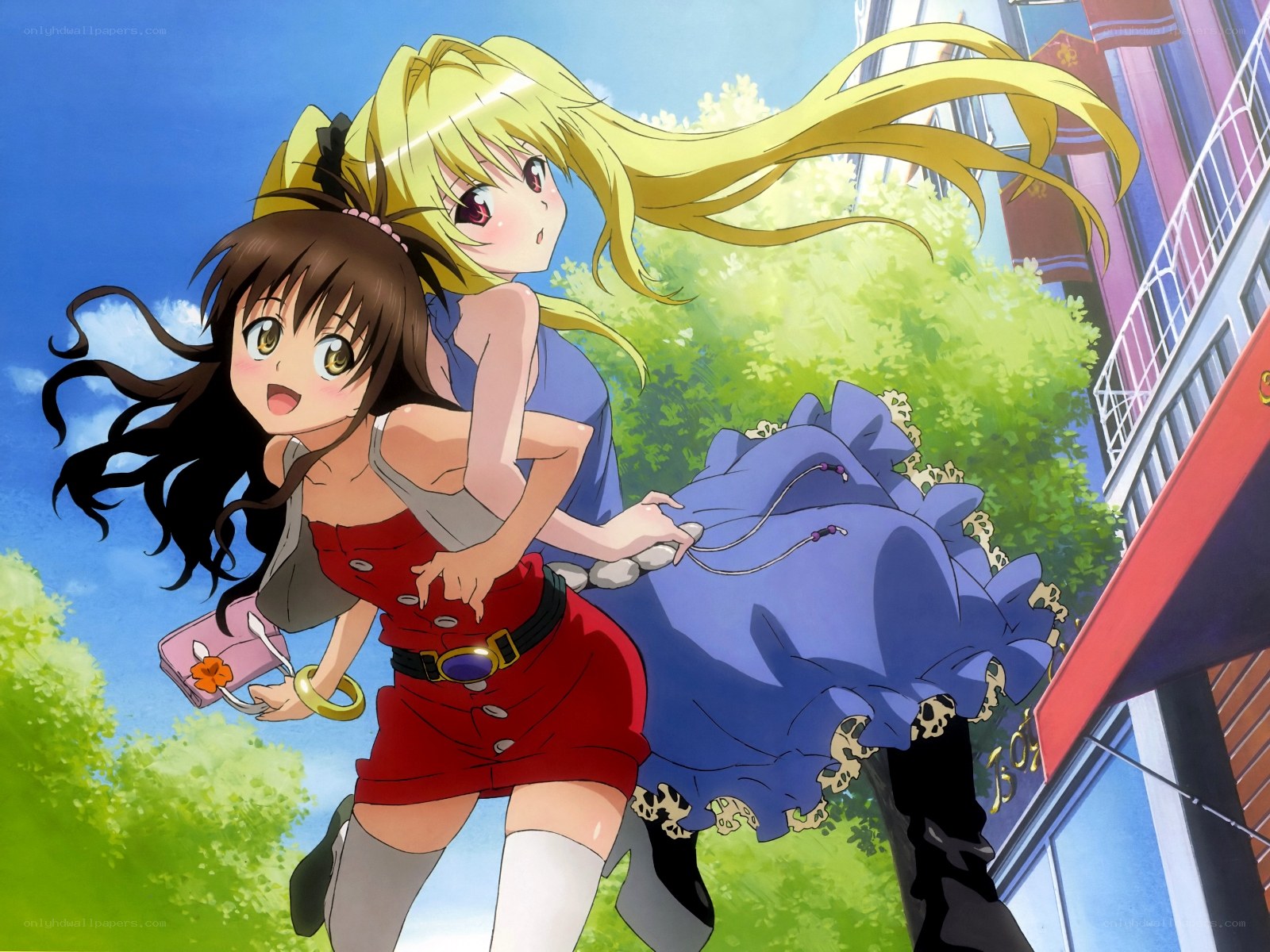 Anime girls running together