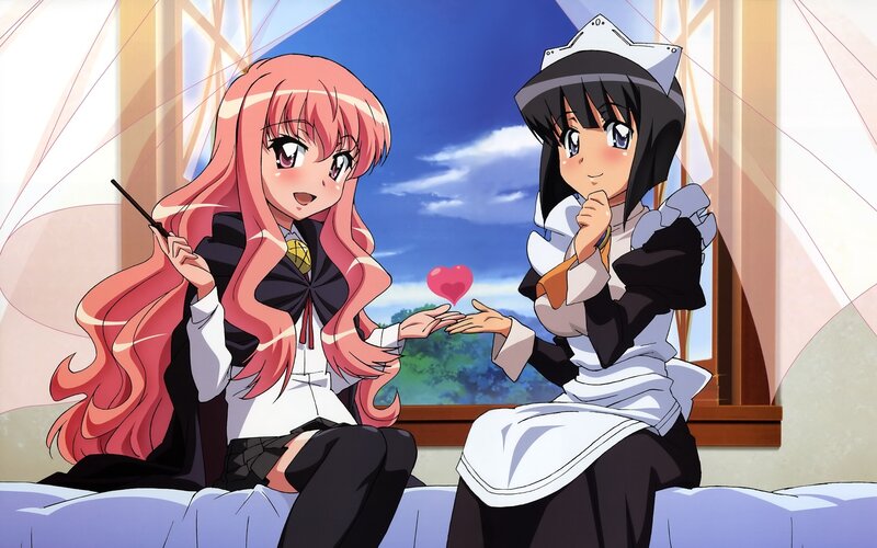 anime girls sharing a heart