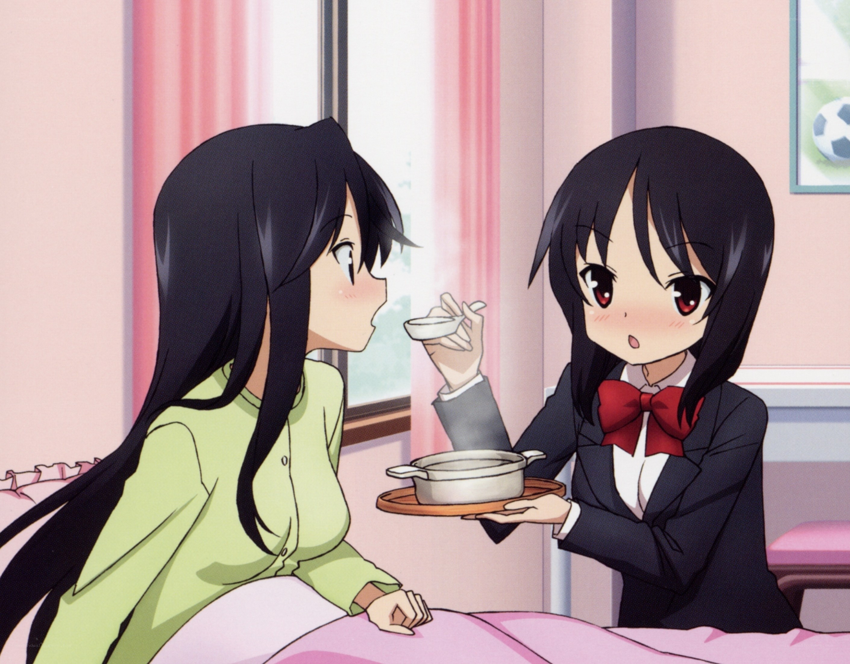 Anime girls sharing a meal