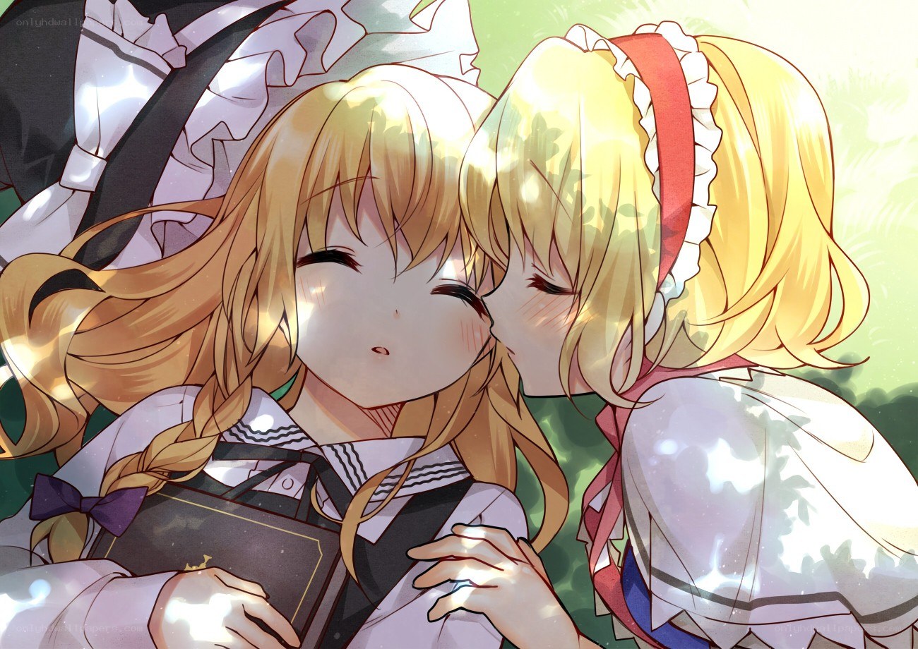 anime girls sharing a moment