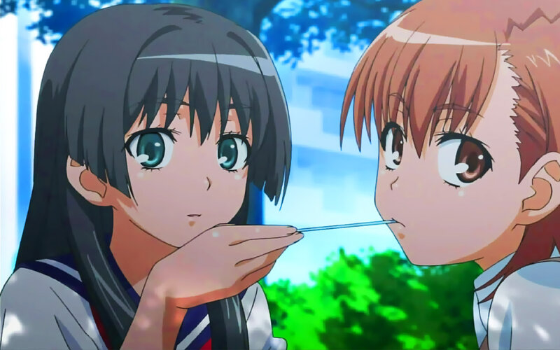 anime girls sharing a snack