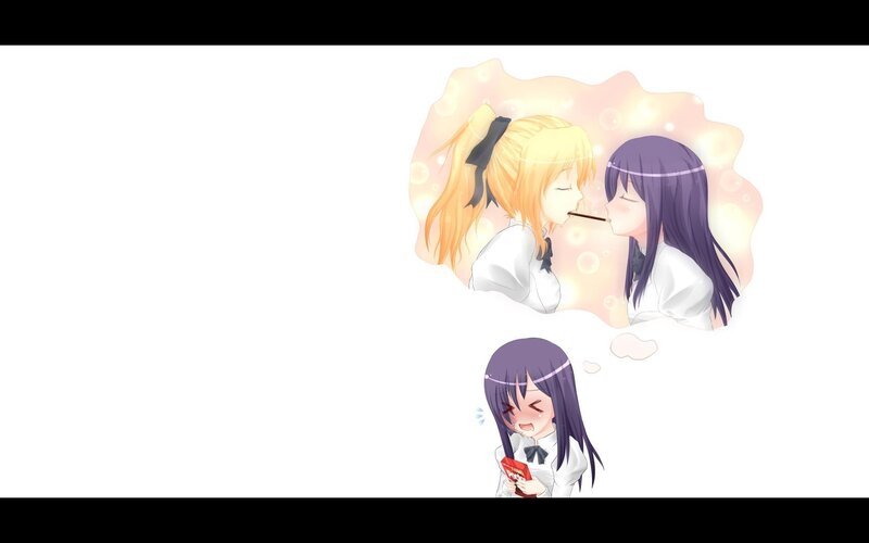 anime girls sharing a snack