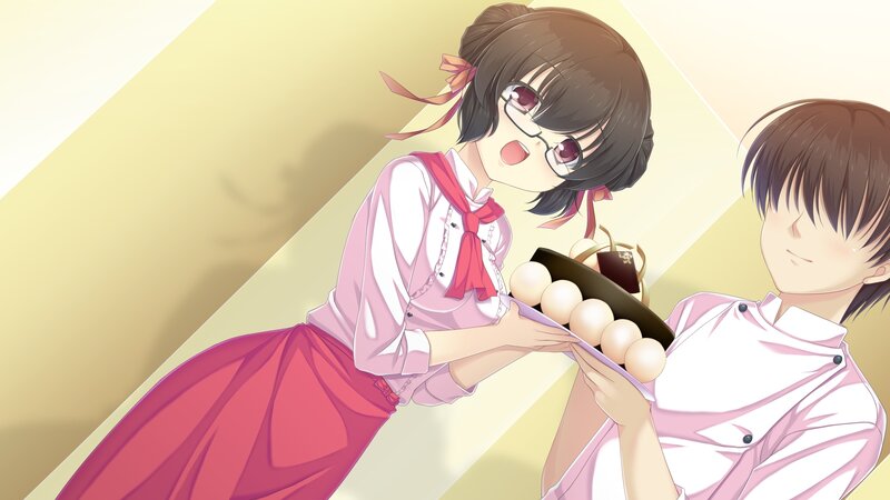 Anime girls sharing dessert