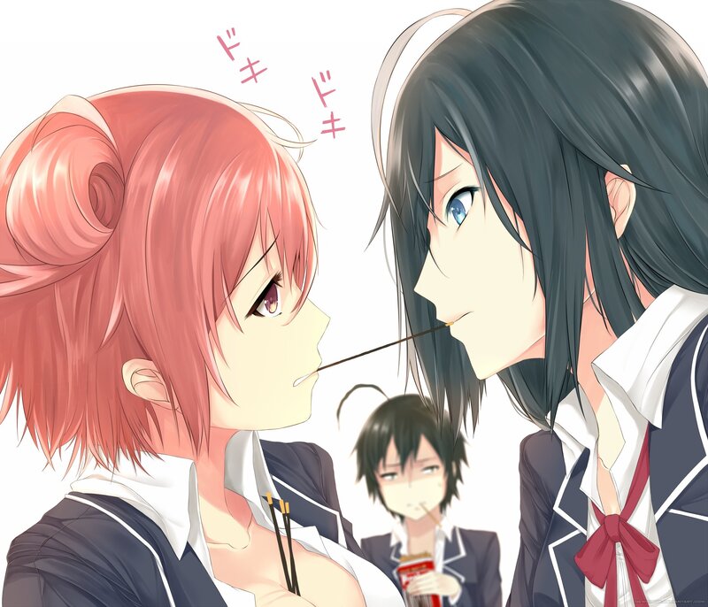 Anime girls sharing food