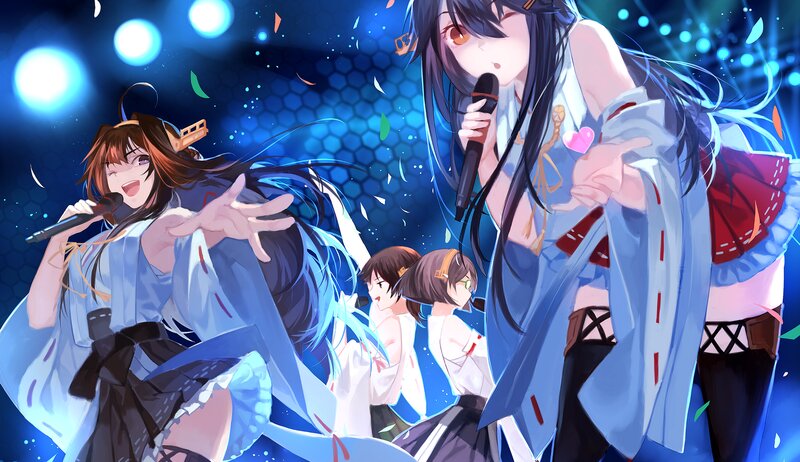 Anime Girls Singing — Blue, Energetic, Night