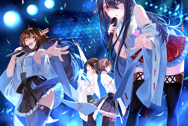 Anime Girls Singing on Stage — Blue