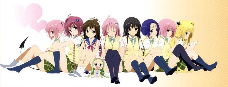 Anime Girls Sitting Together — Yellow
